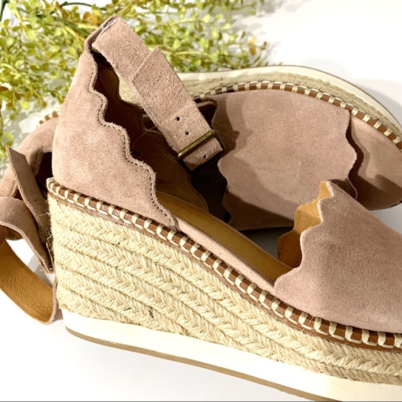 Crown Vintage Blush Scalloped Suede Espadrilles - Picture 3 of 6